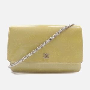 CHANEL Yellow Patent Leather Wallet on Chain
